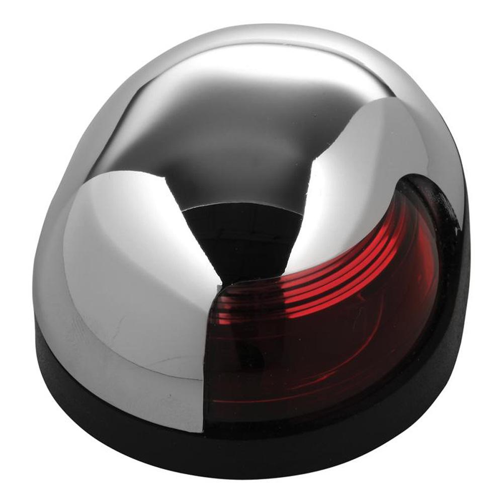 Attwood Quasar 2-Mile Deck Mount, Red Sidelight - 12V - HIPP-Chrome Housing w-Black Base