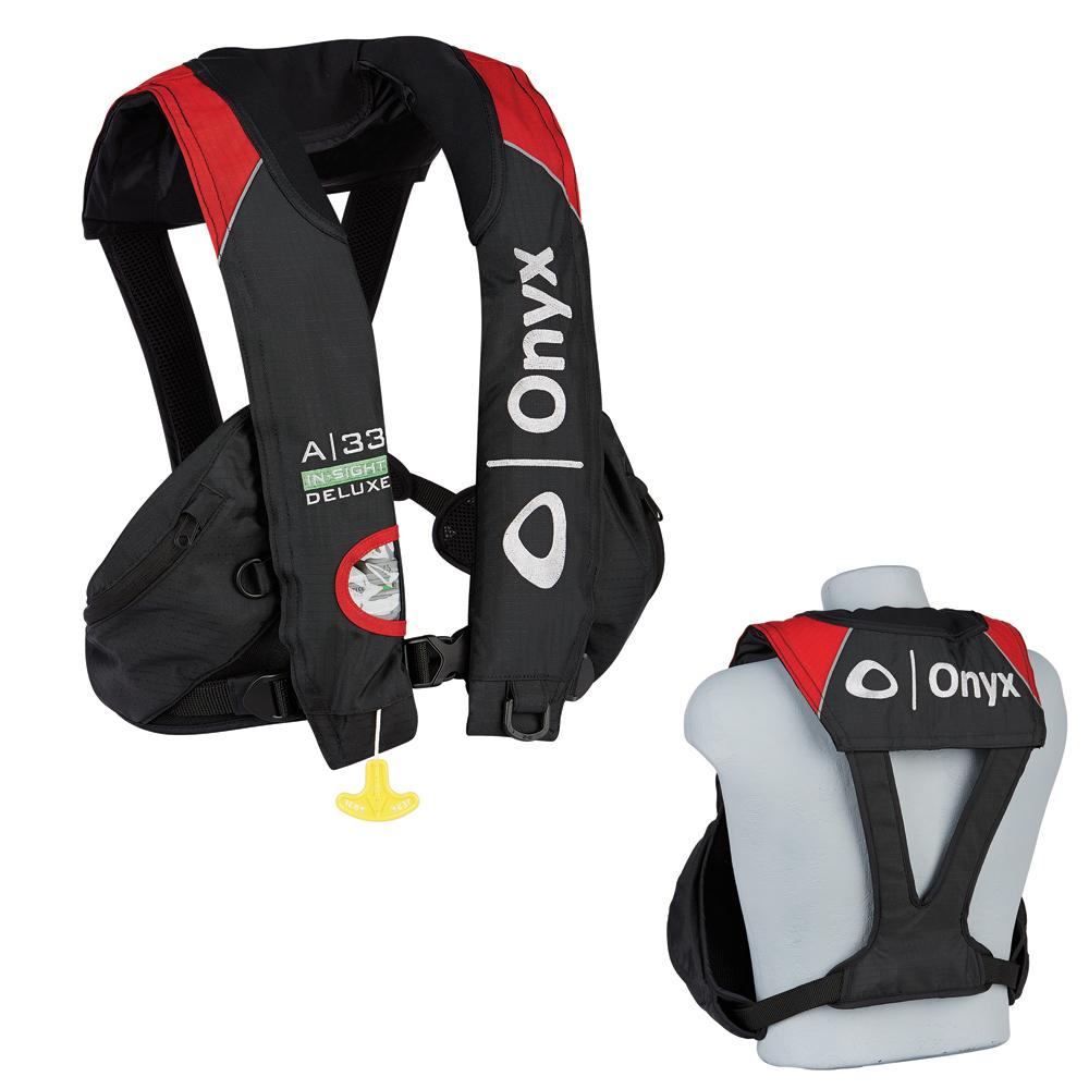 Onyx A-33 In-Sight Deluxe "Tournament" Automatic Inflatable Life Vest - Black-Red