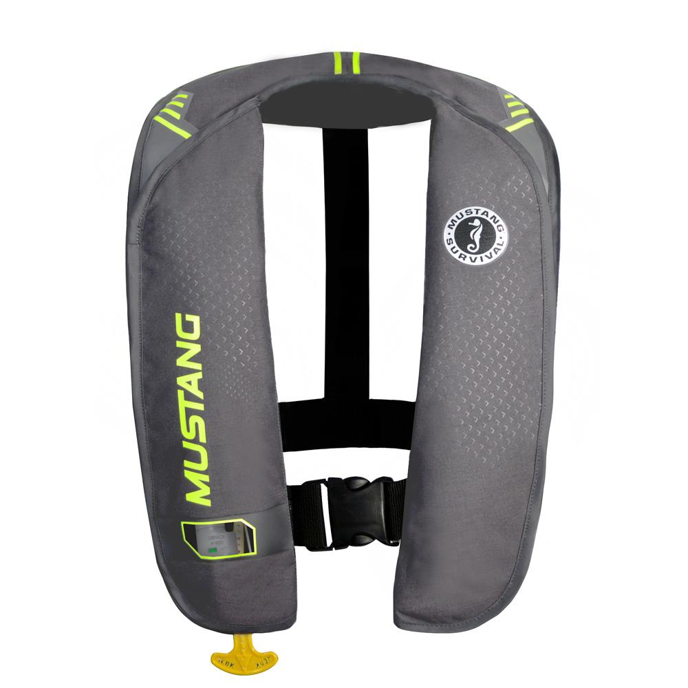 Mustang MIT 100 Inflatable Automatic PFD - Gray-Flourescent Yellow-Green