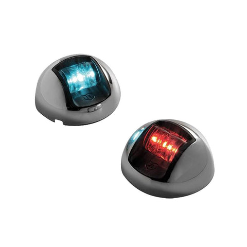 Attwood 3500 Series 2-Mile LED Vertical Mount, Bi-Color Red-Green Combo Sidelight- Pair - 12V - Stainless Steel Housing