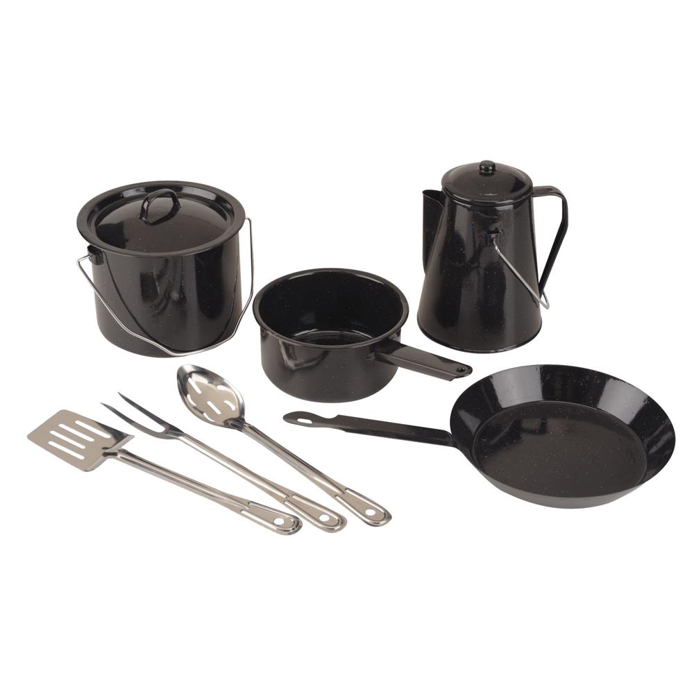 Coleman 8-Piece Enamel Cooking Set Black