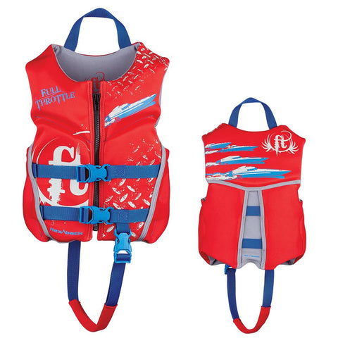 Full Throttle Hinged Rapid-Dry Flex-Back Life Vest - Child 30-50lbs - Red