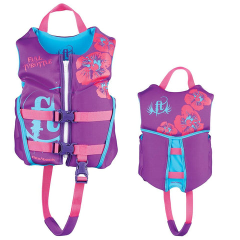 Full Throttle Hinged Rapid-Dry Flex-Back Life Vest - Child 30-50lbs - Purple