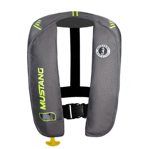 Mustang MIT 100 Inflatable Automatic PFD - Gray-Flourescent Yellow-Green