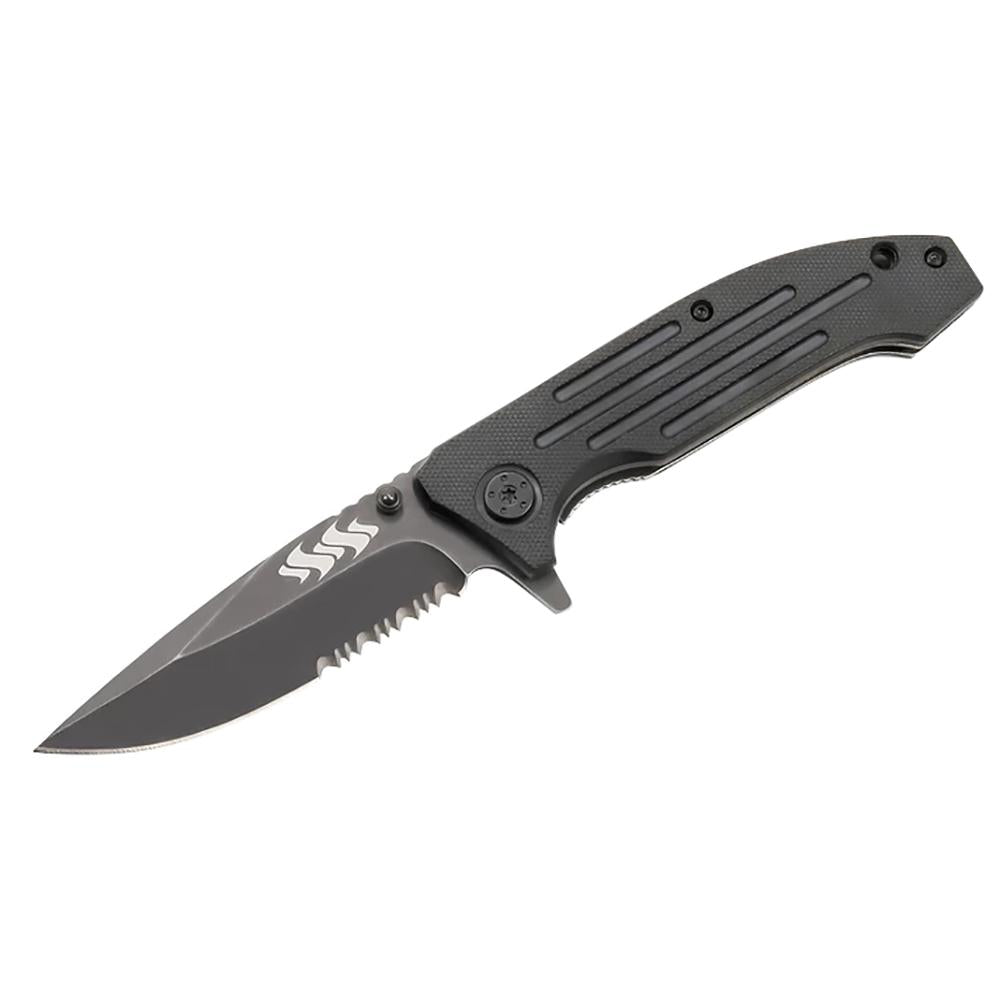 Kumma 4.5" Serrated Edge Spring Assisted Folding Knife - Stainless Steel