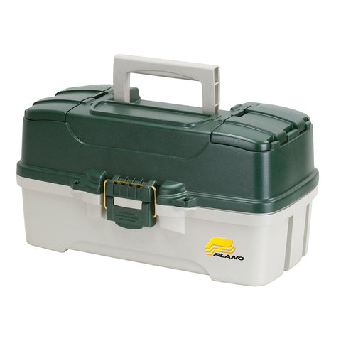 Plano 3-Tray Tackle Box w-Dual Top Access - Dark Green Metallic-Off White