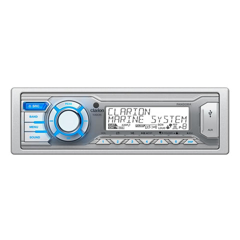 Clarion M205 Digital Media Marine Receiver w-AM-FM-NOAA Weather, Front USB, 3.5mm Aux In