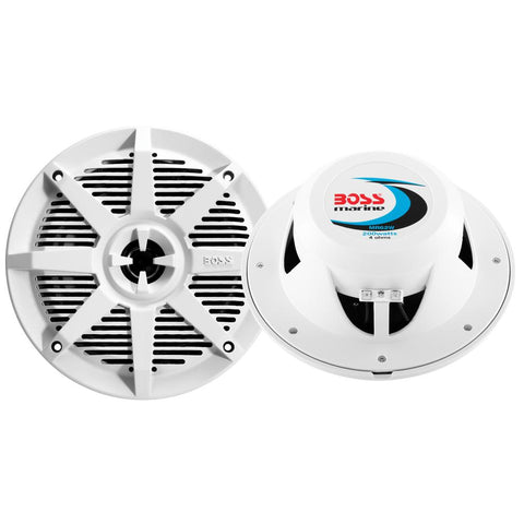 Boss Audio MR62W 6.5" 2-Way 200W Marine Full Range Speaker - White - Pair